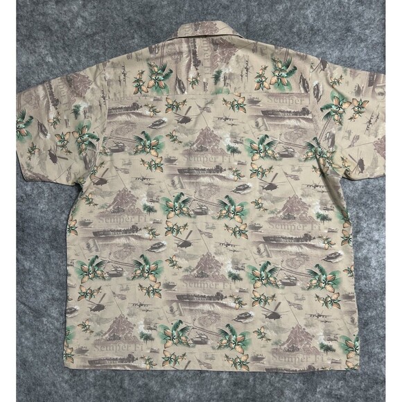 Kamp Camp Shirt Men's 2XL Cotton Beige Multi Hawaiian Tropical Button Up - Picture 3 of 17